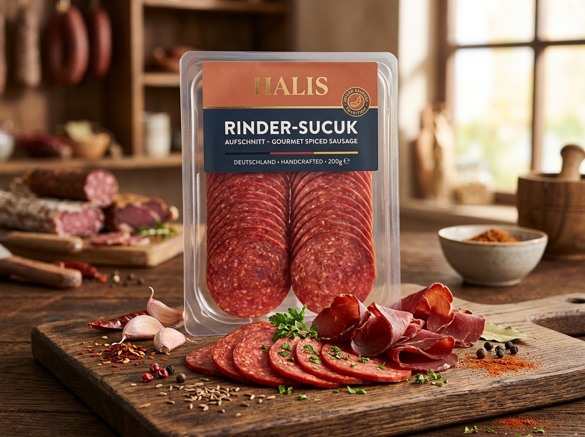 Halis Rinder-Sucuk in Scheiben